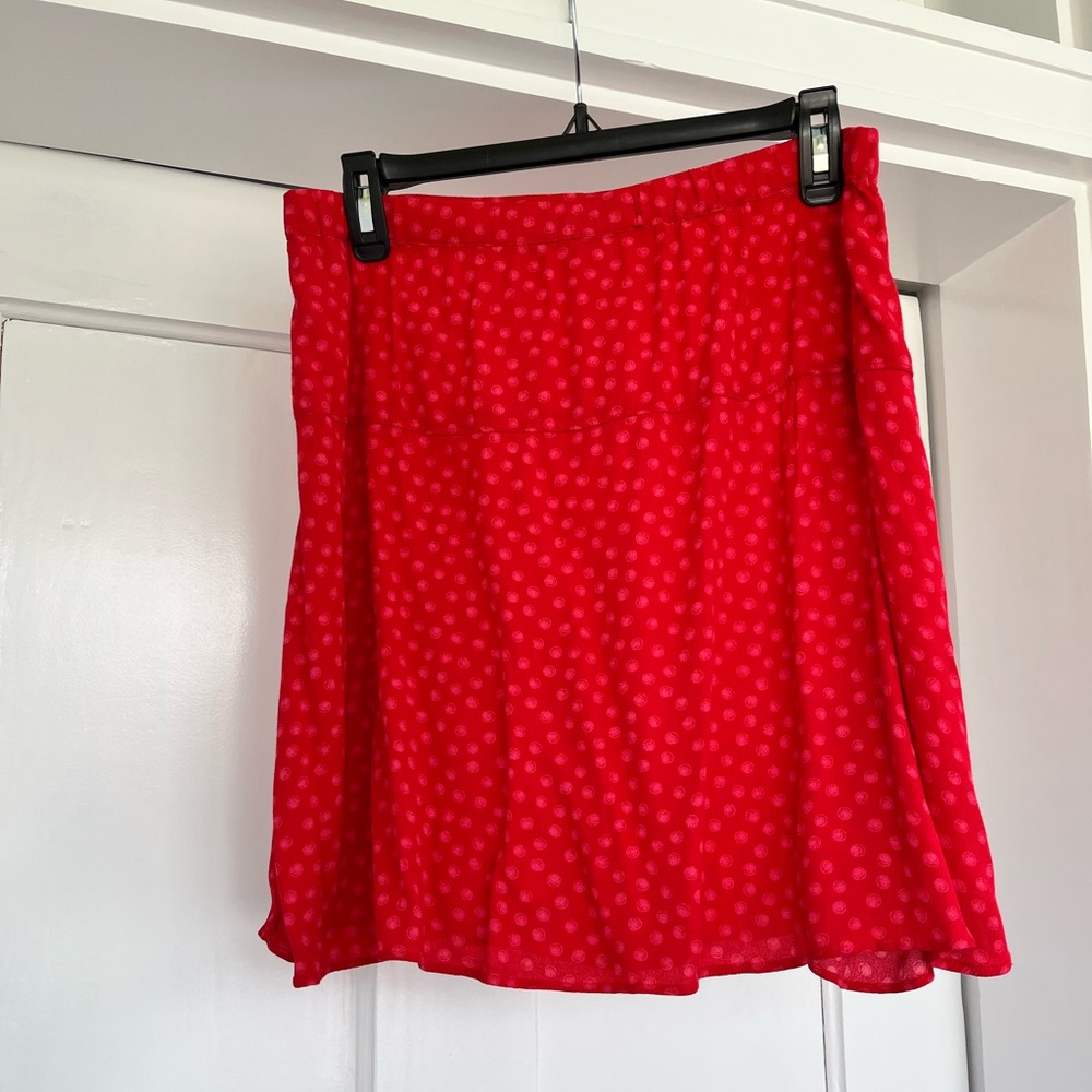 Free Assembly Red/Pink Polka Dot Skirt Size Medium-EUC